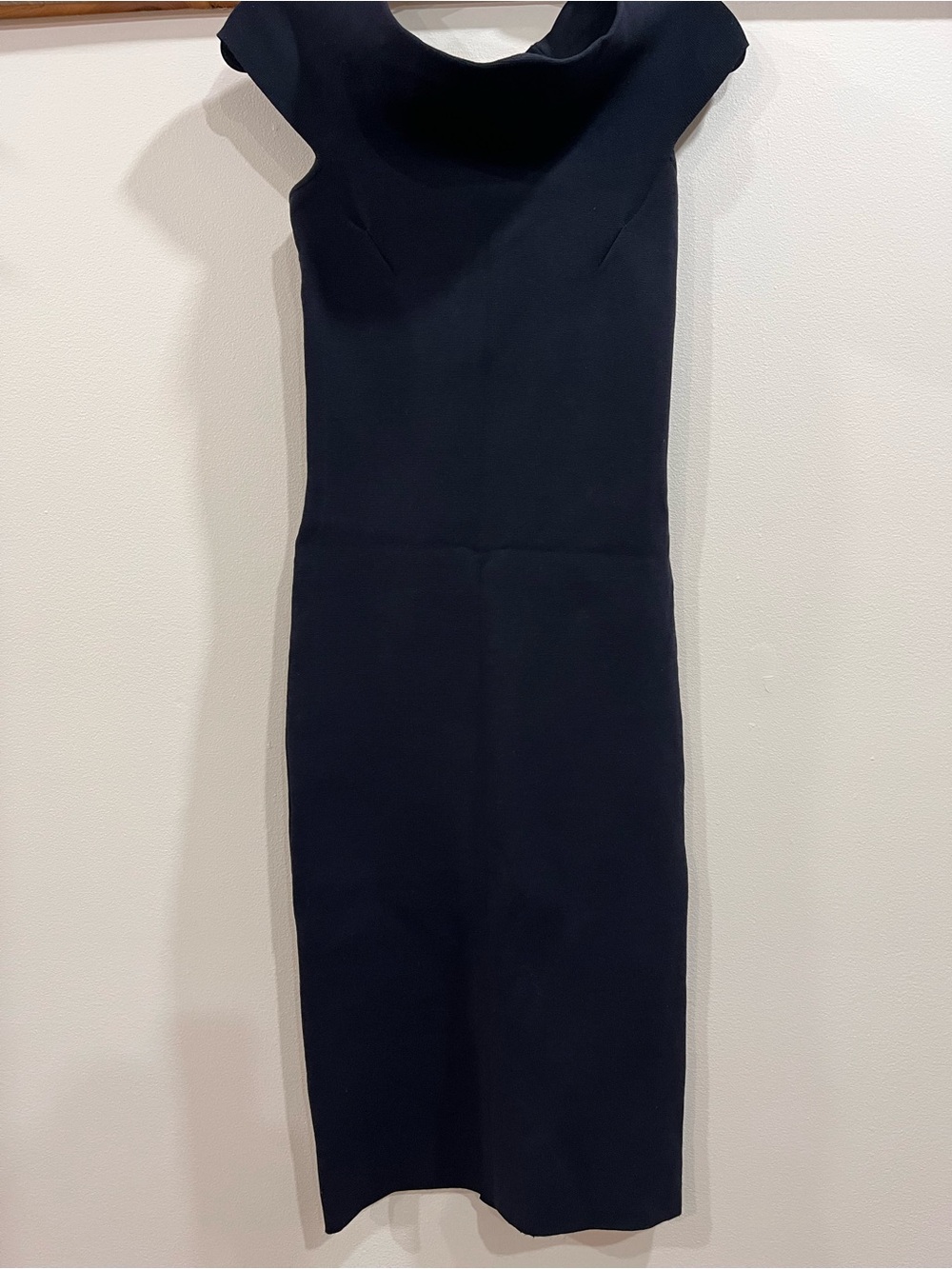 Lark & Ro Women’s Navy Knit Sheath Dress Cowl Neck Career Office Stretch